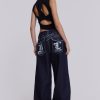 Women Jaded London Jeans | Sonic Embroidered Baggy Jeans In Indigo