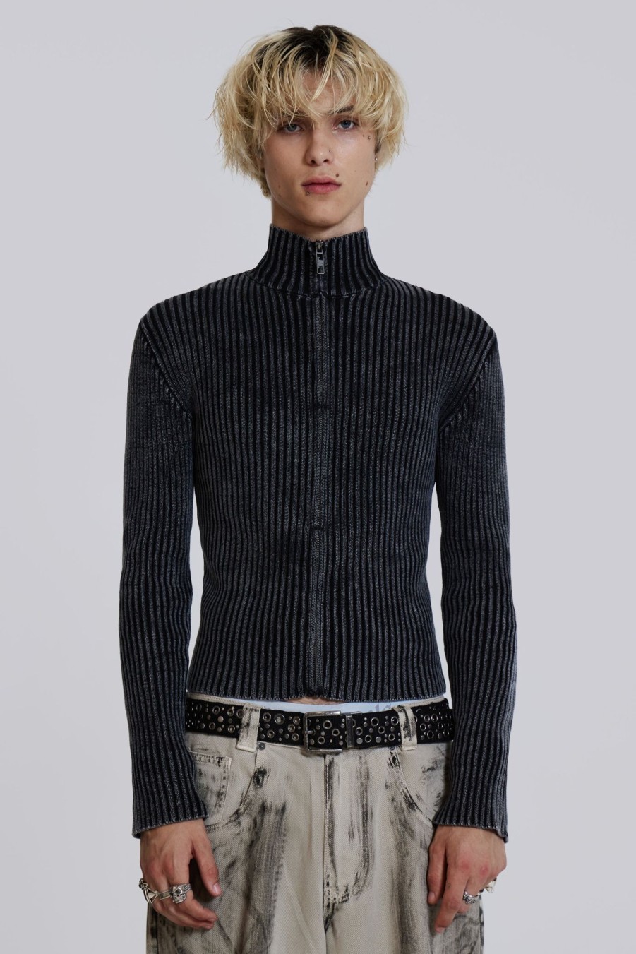 Men Jaded London | Black Lucid Knit Track Top