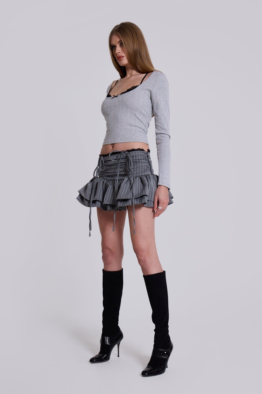 Women Jaded London Mini Skirts | Thursday Pinstripe Mini Skirt