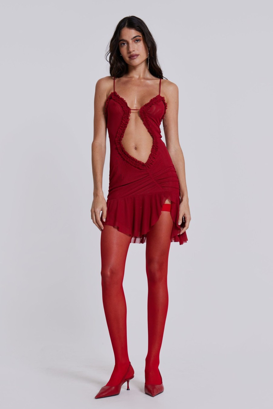 Women Jaded London Mini Dresses | Scarlett Red Mini Fatale Dress