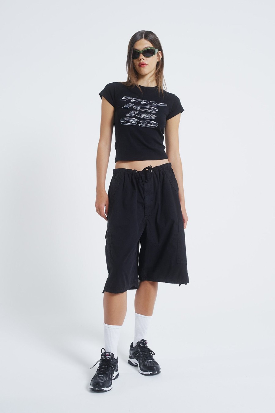 Women Jaded London Parachute Pants | Black Parachute Cargo Shorts