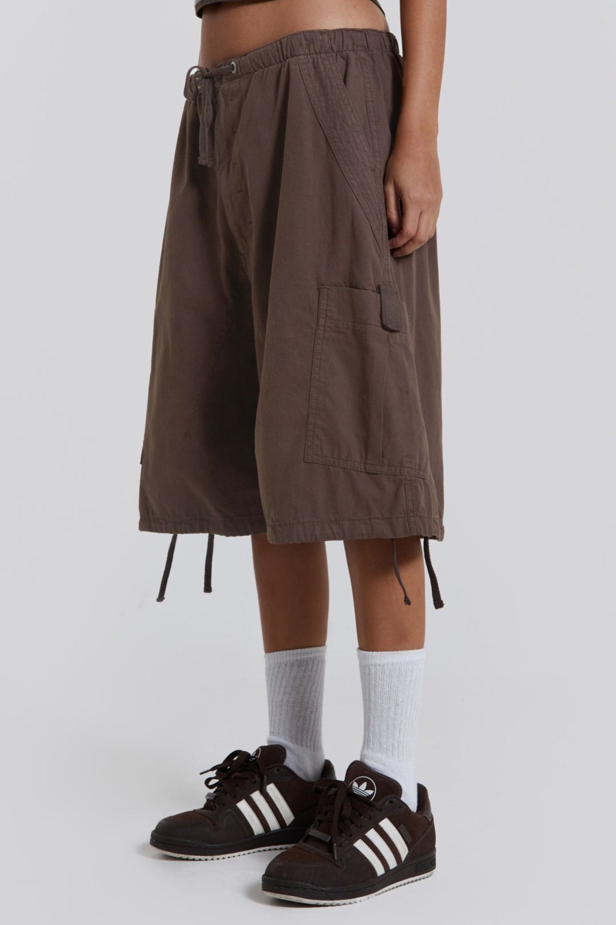 Women Jaded London Parachute Pants | Brown Parachute Cargo Shorts