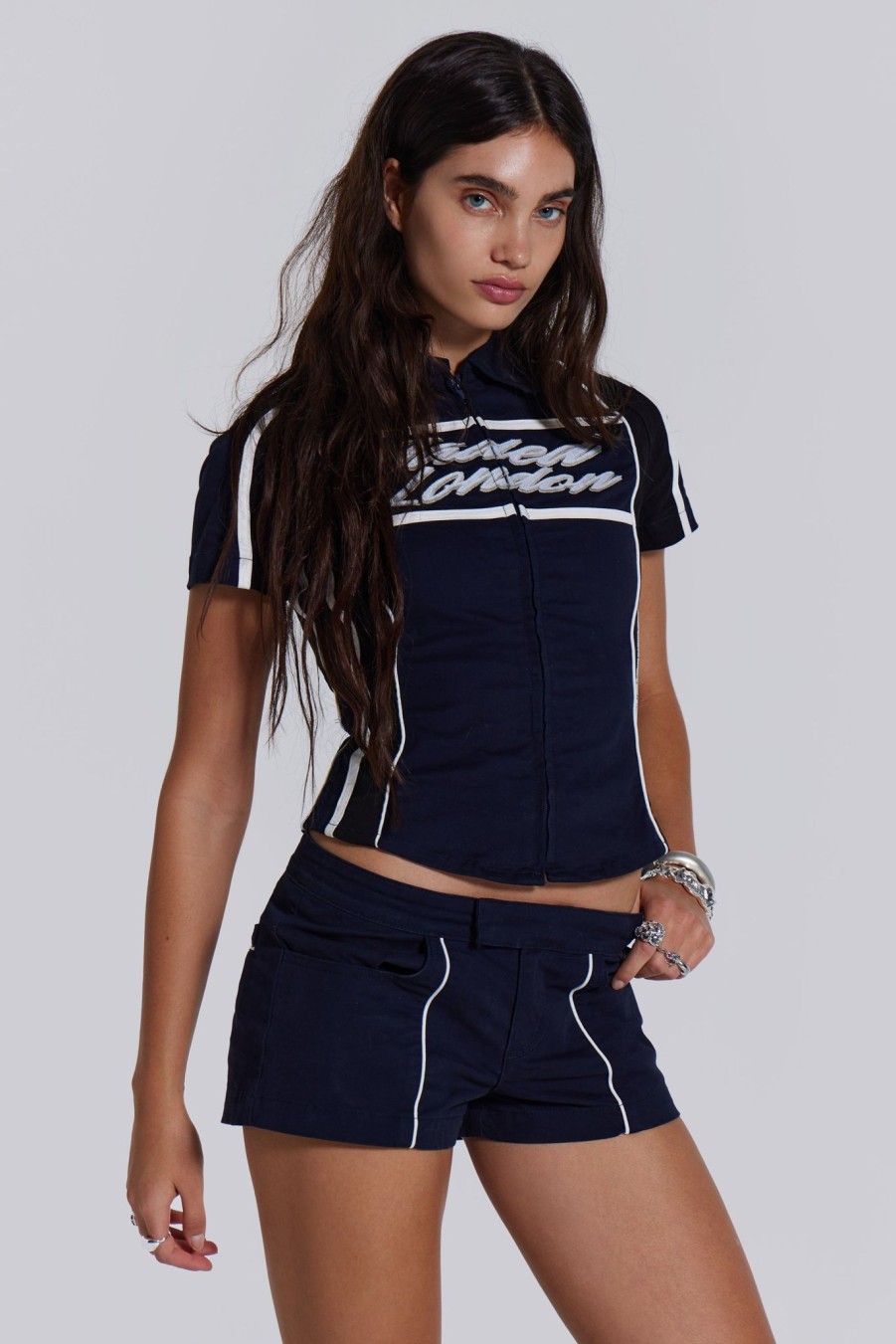 Women Jaded London | Racer Team Mini Short In Navy