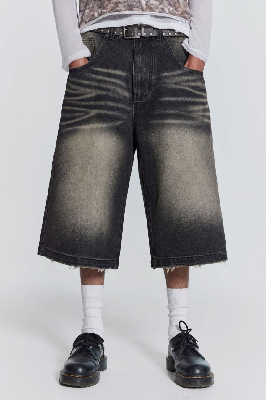 Men Jaded London Jorts | Washed Black Colossus Jorts