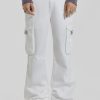 Men Jaded London Cargo Pants | White Straight Leg Cargo Trousers