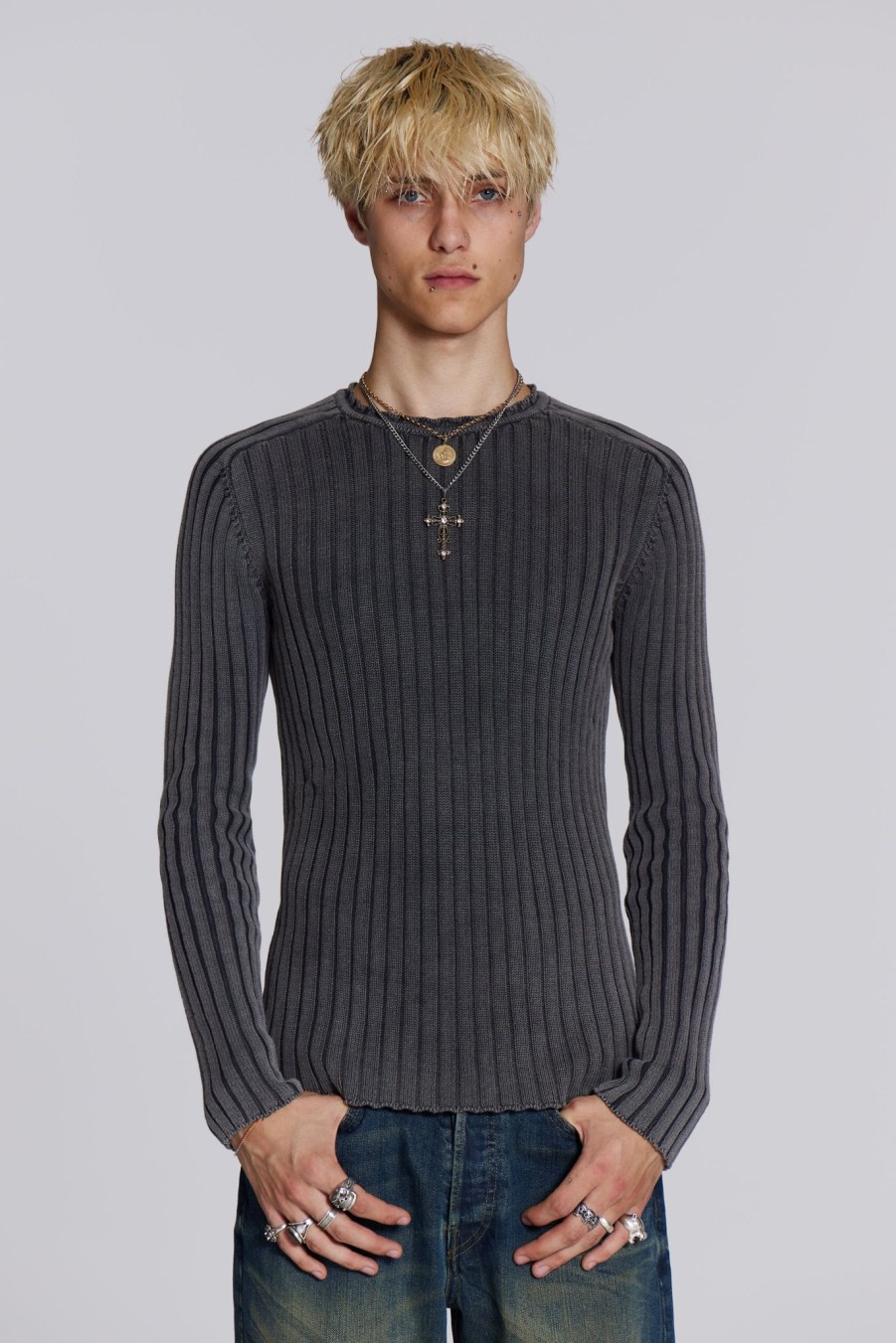 Men Jaded London | Black Vault Knit