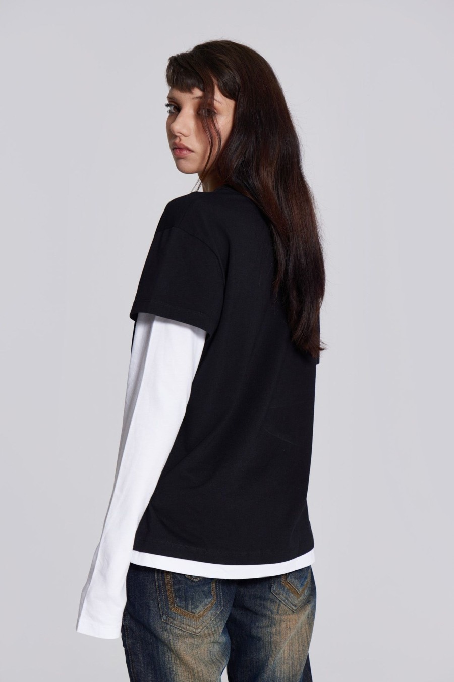 Women Jaded London T-Shirts | Ibiza Kiss Double Layer Tee