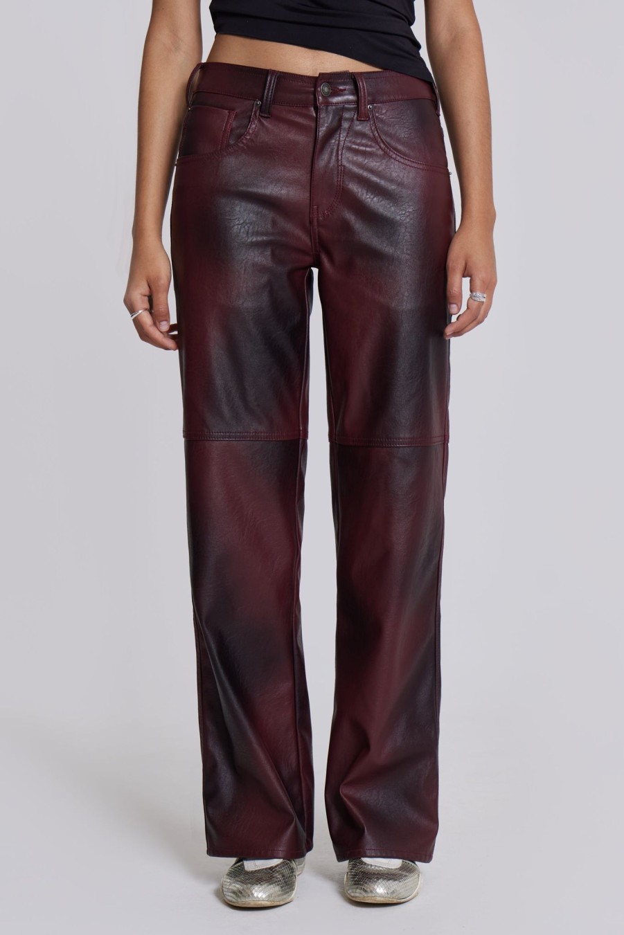 Women Jaded London | Oxblood Faux Leather Pants