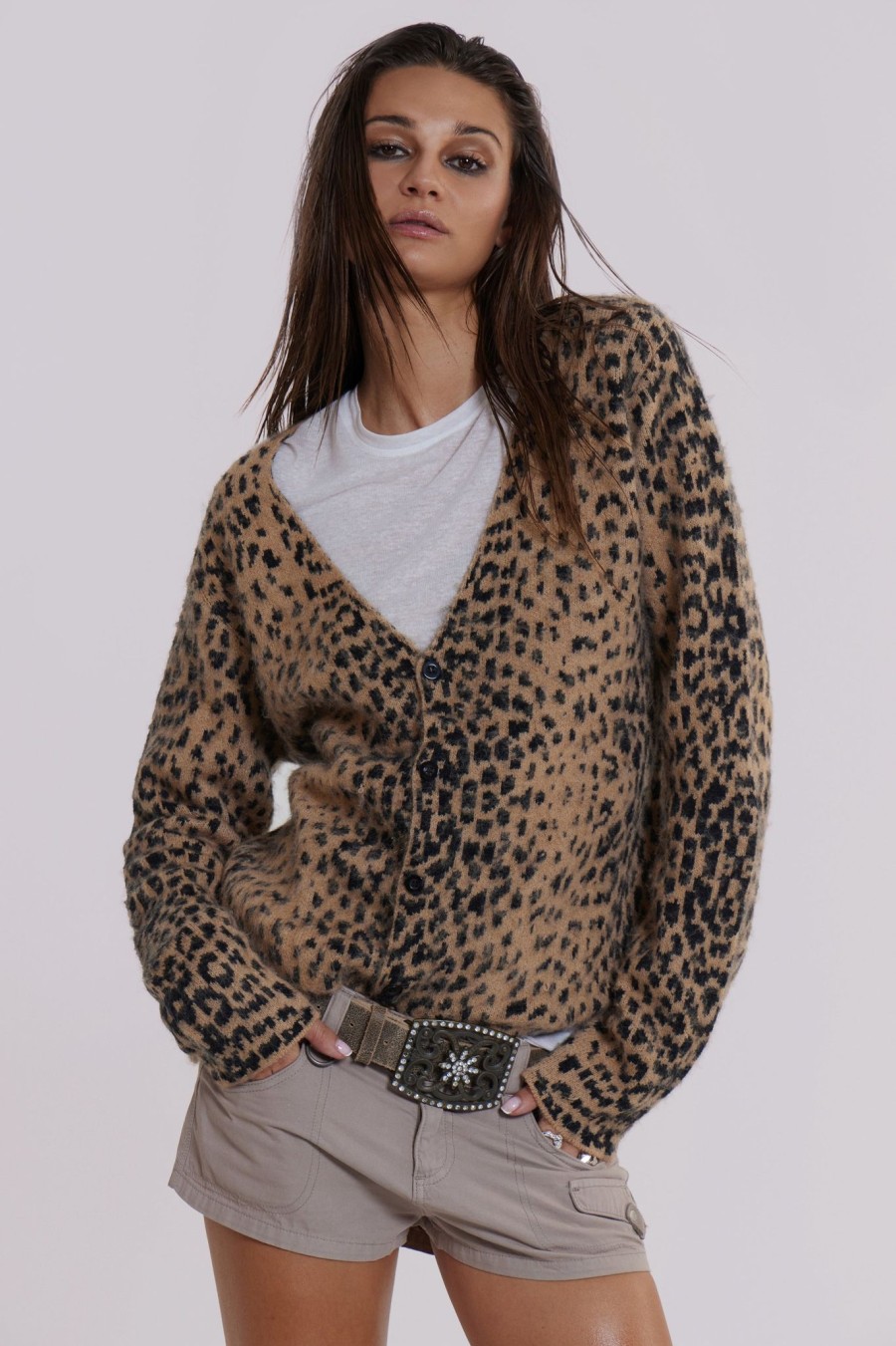 Women Jaded London Knitwear | Leopard Chuck Cardigan