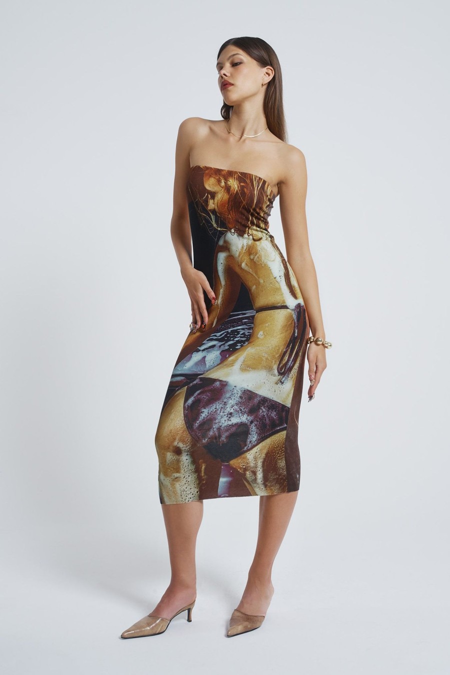 Women Jaded London Midi Dresses | Teased Multi-Wear Bodycon Slip Midi Dress