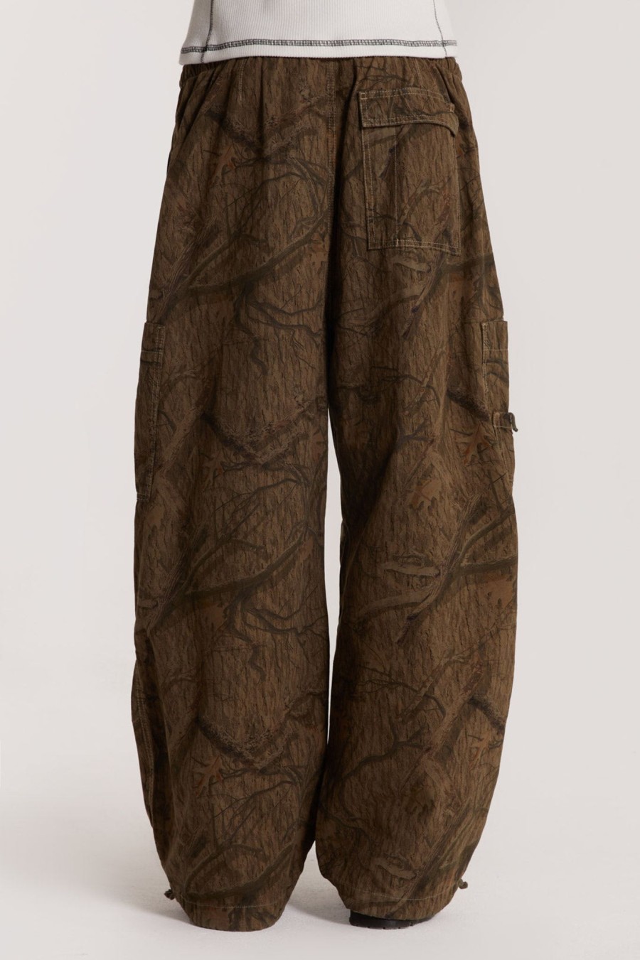 Men Jaded London Parachute Pants | Forest Camo Parachute Pants