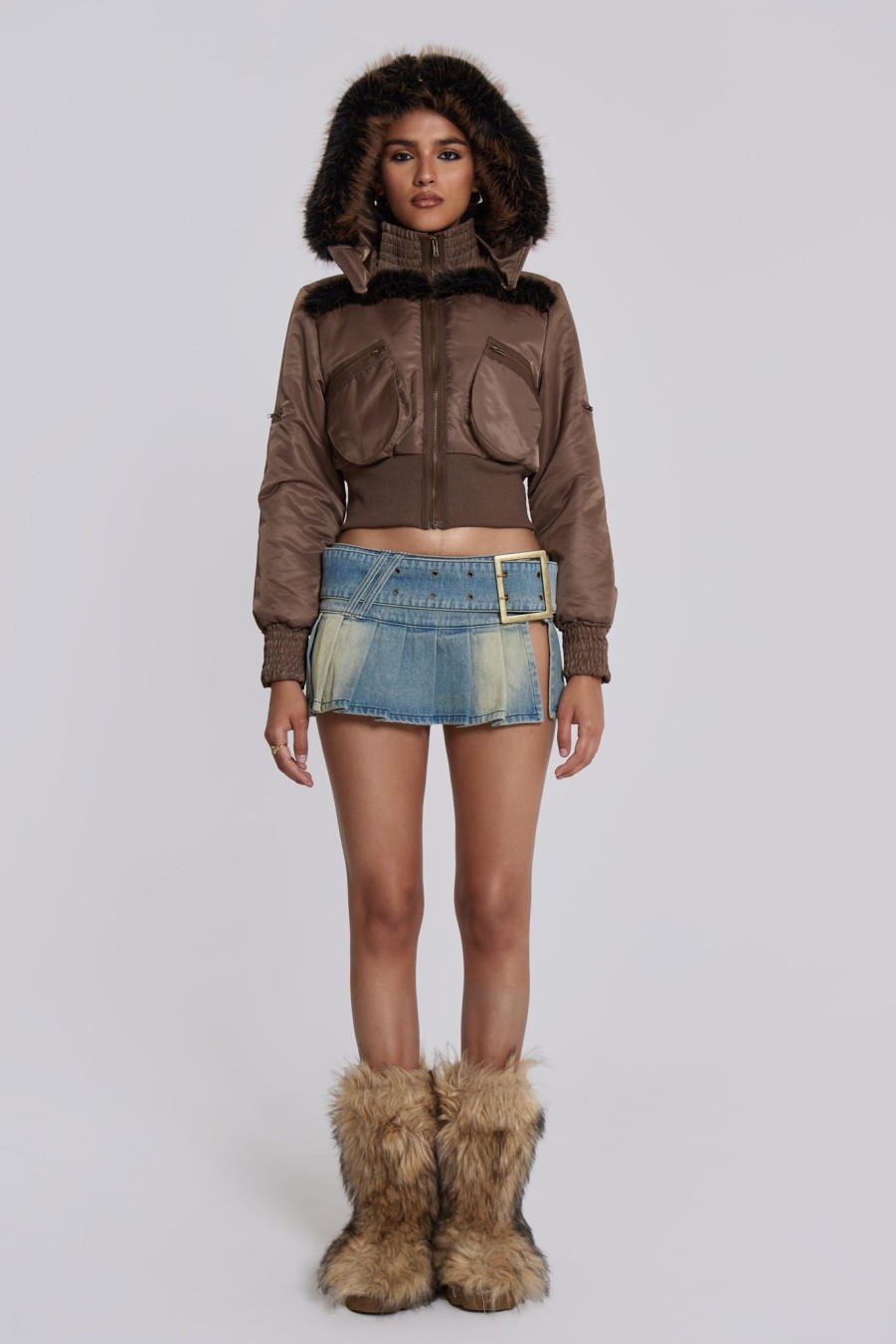 Women Jaded London | Lennux Faux Fur Bomber Jacket