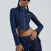 Women Jaded London | Hudson Indigo Denim Wash Corset Jacket