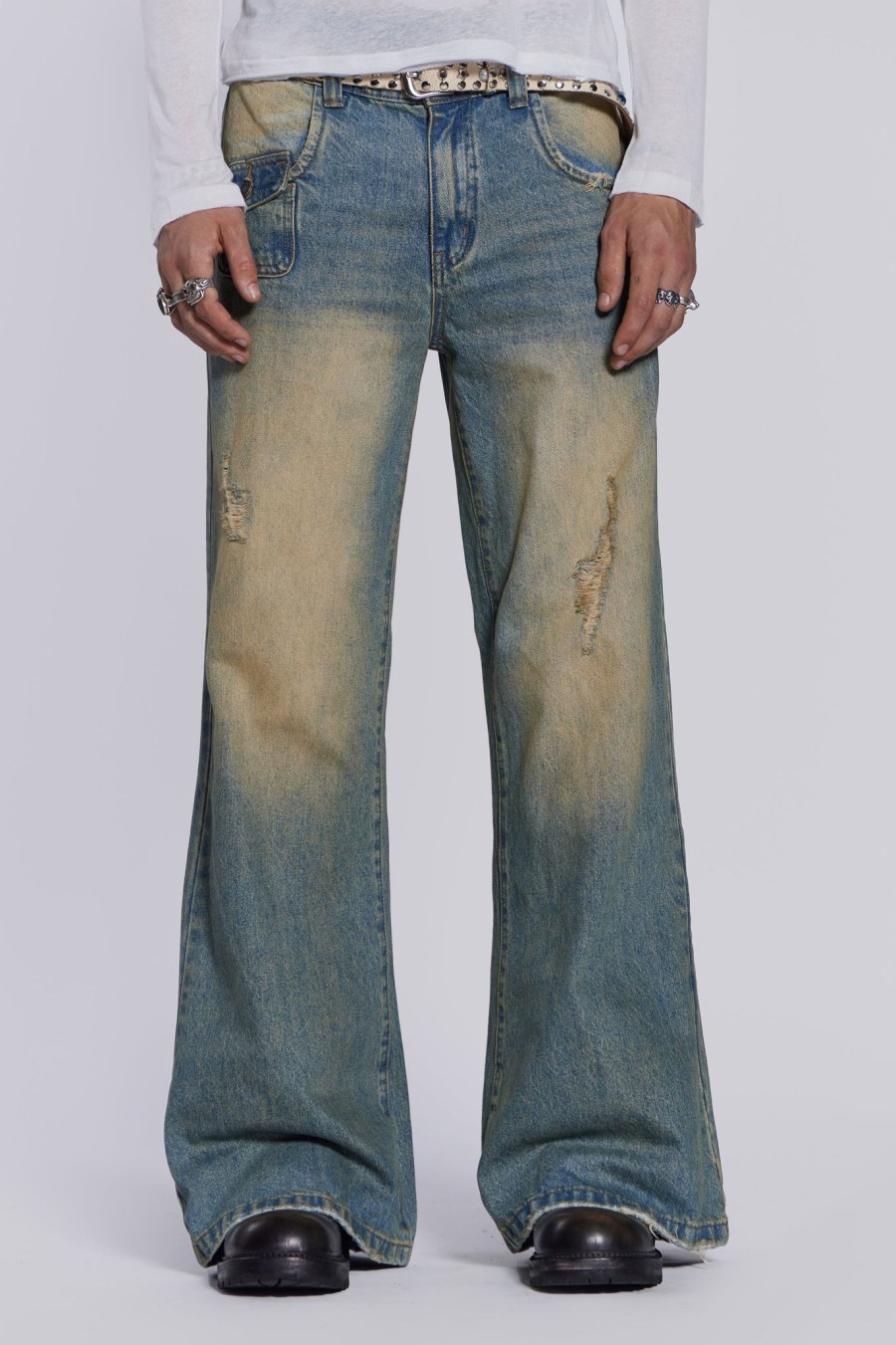 Men Jaded London Bootcut Jeans | Sandwash Blaze Jeans