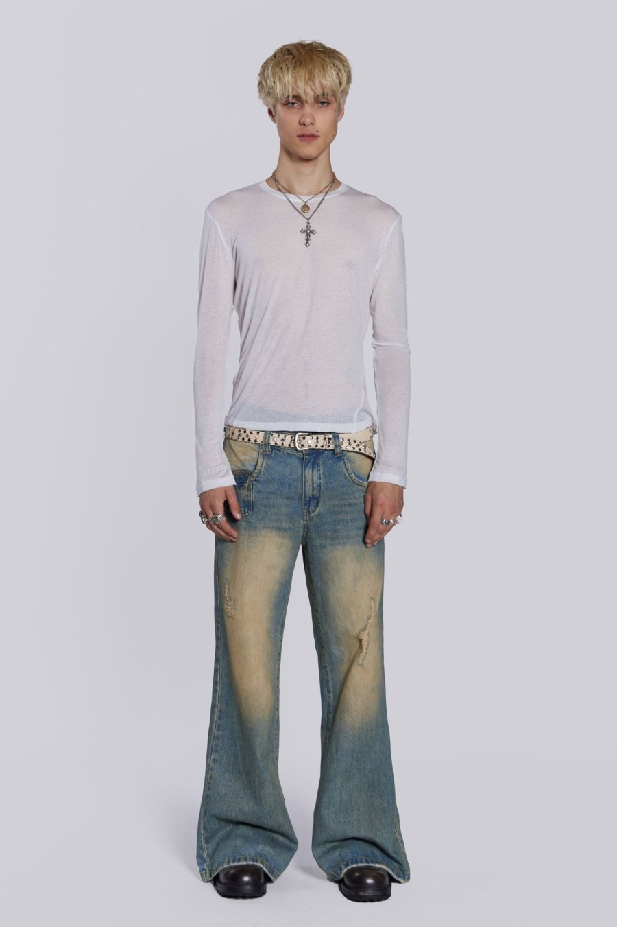 Men Jaded London Bootcut Jeans | Sandwash Blaze Jeans