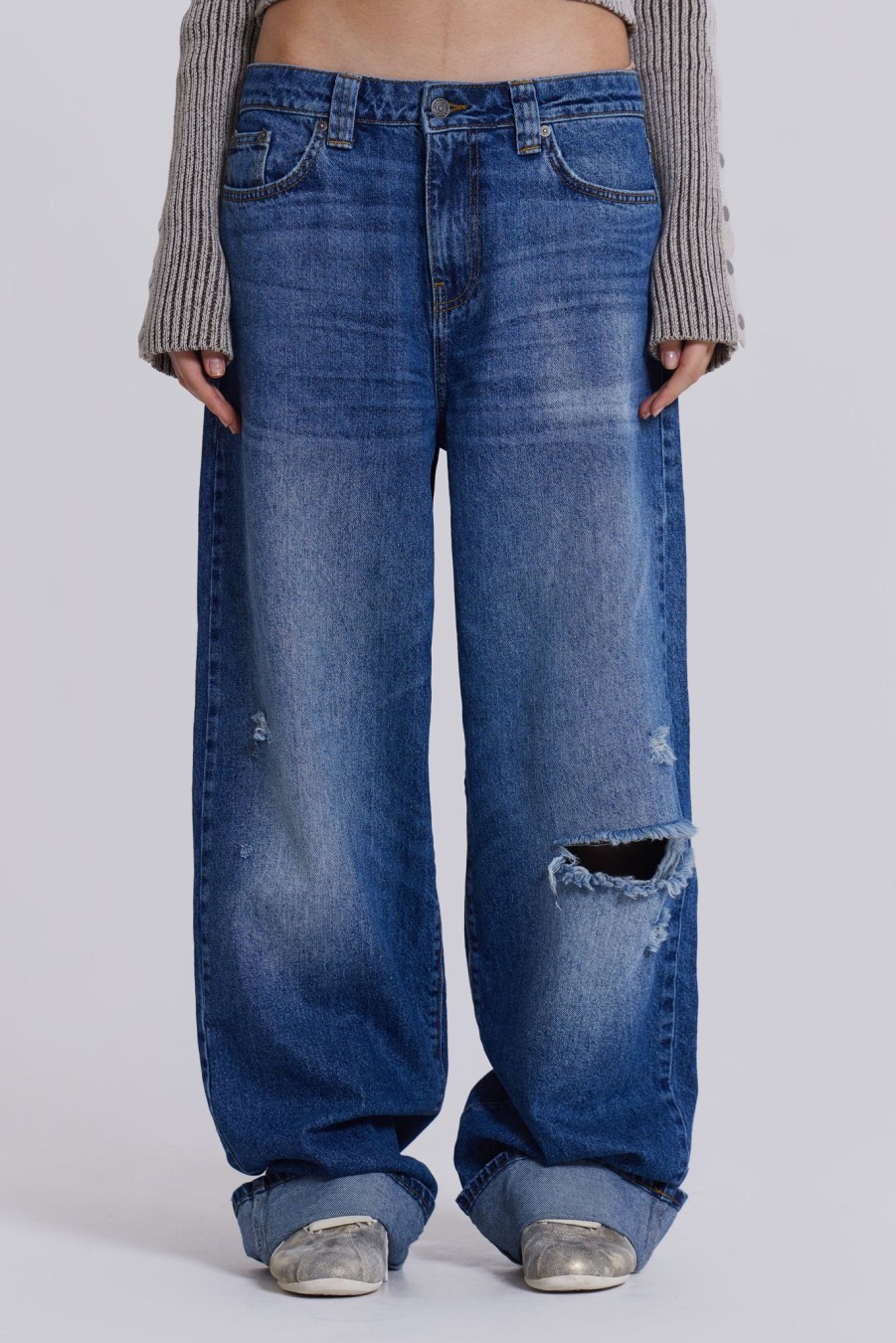 Women Jaded London Jeans | Sonic Jeans In Vintage Blue Wash