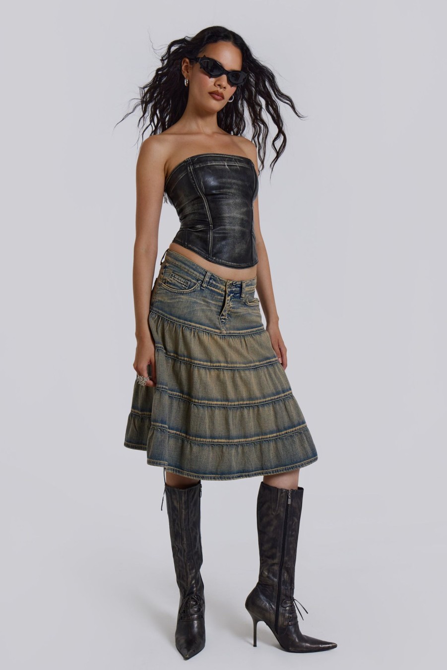 Women Jaded London Denim Skirts | Kutki Denim Midi Skirt