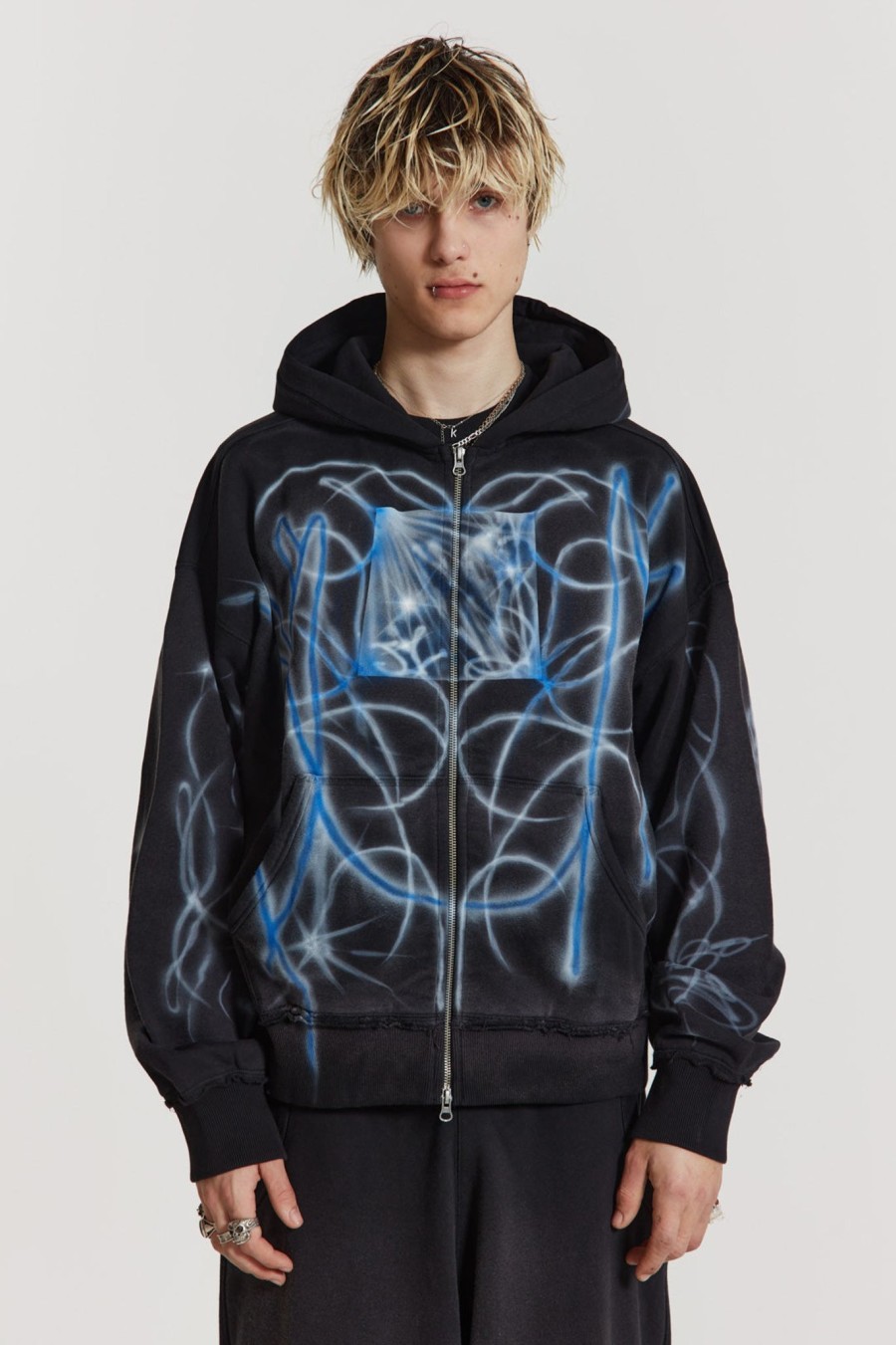 Men Jaded London Hoodies & Sweatshirts | Light Across The Water Zip Up Hoodie