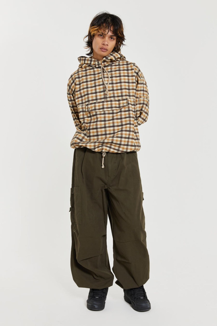 Men Jaded London Parachute Pants | Khaki Parachute Cargo Pants