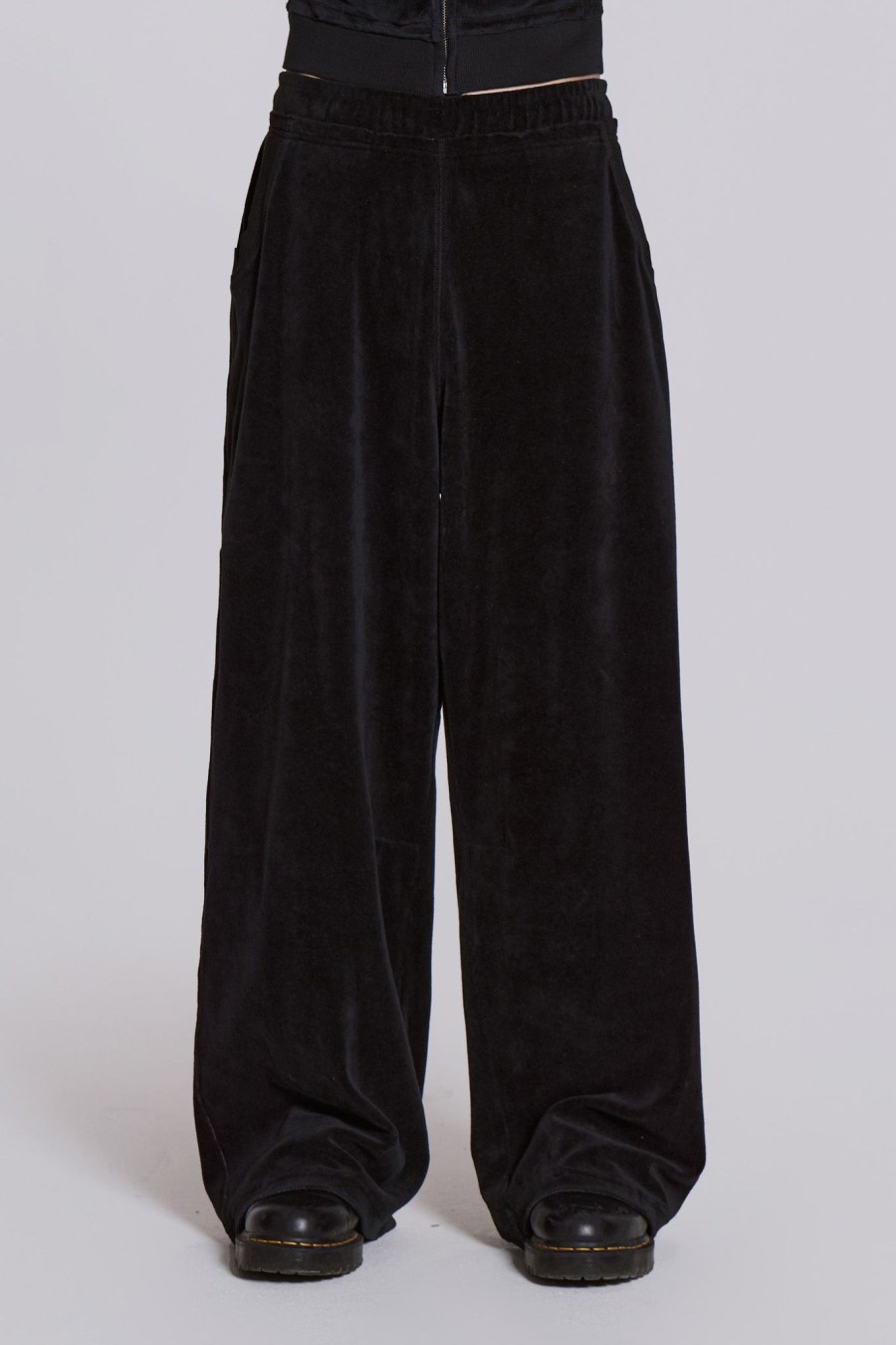 Men Jaded London Joggers & Sweatpants | Black Velour Monster Jogger