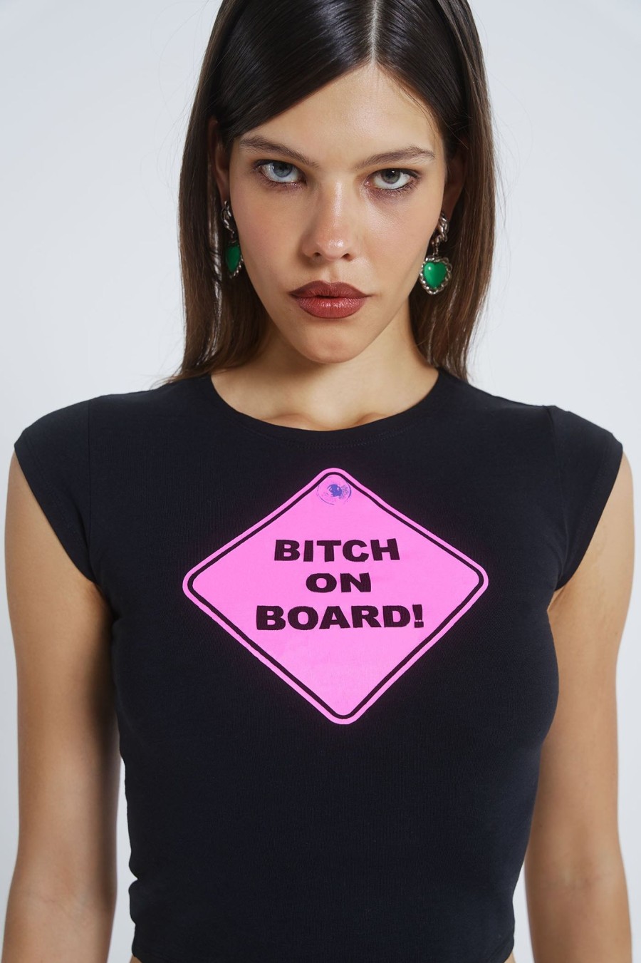 Women Jaded London Crop Tops | Bitch On Board Baby Tee