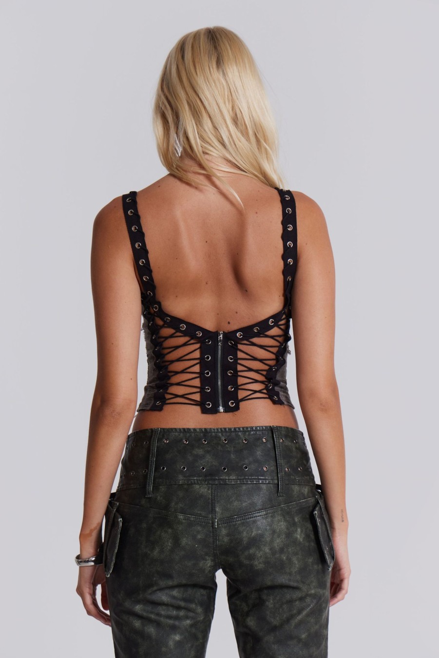 Women Jaded London Crop Tops | Kate Cross Plunge Top