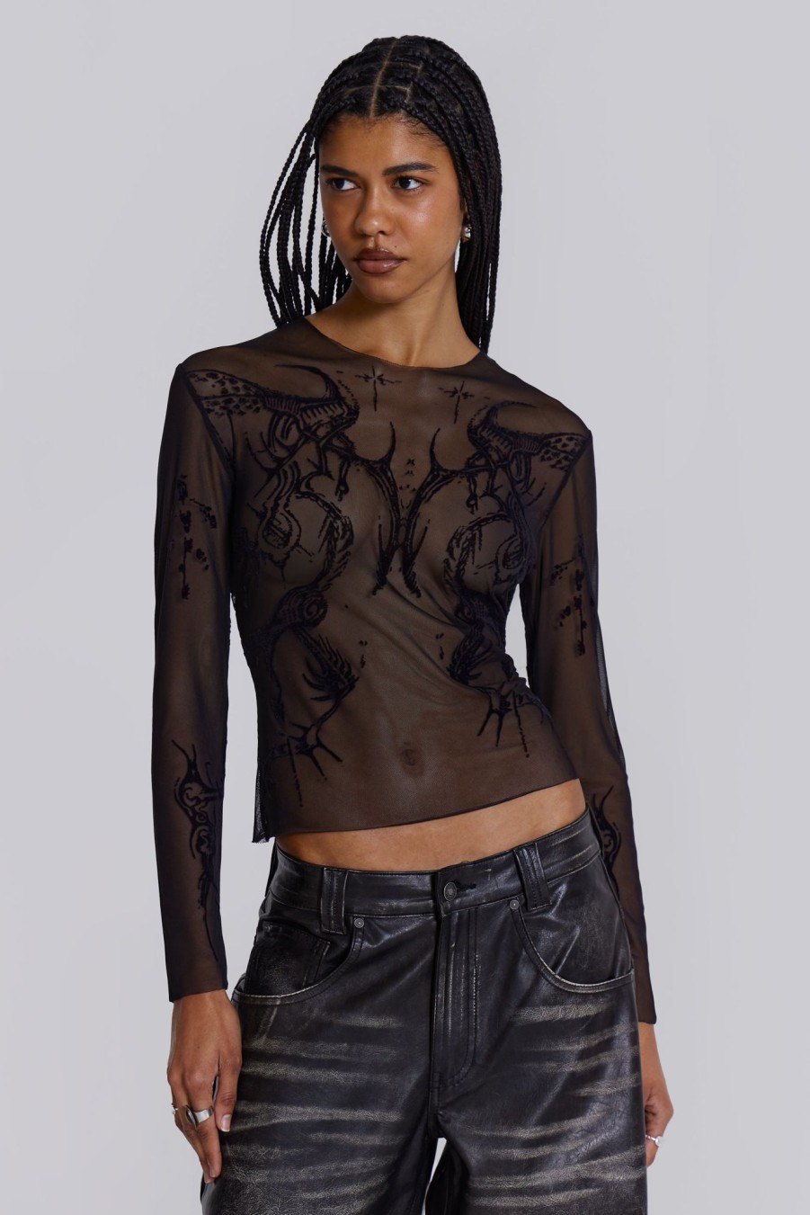 Women Jaded London Long Sleeve Tops | Wings Mesh Top