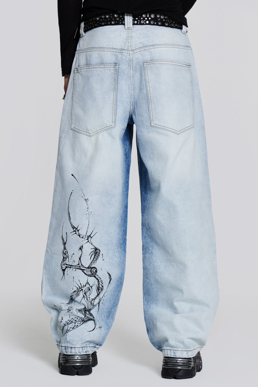 Women Jaded London Colossus Jeans | Blue Decal Colossus Jeans