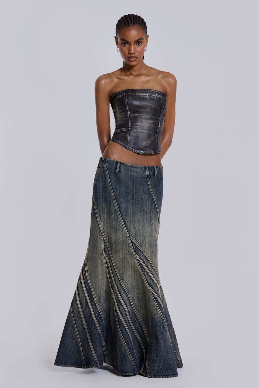 Women Jaded London Denim Skirts | Celadon Denim Maxi Skirt