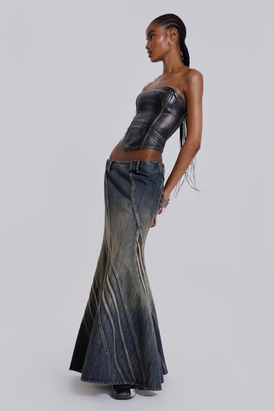 Women Jaded London Denim Skirts | Celadon Denim Maxi Skirt