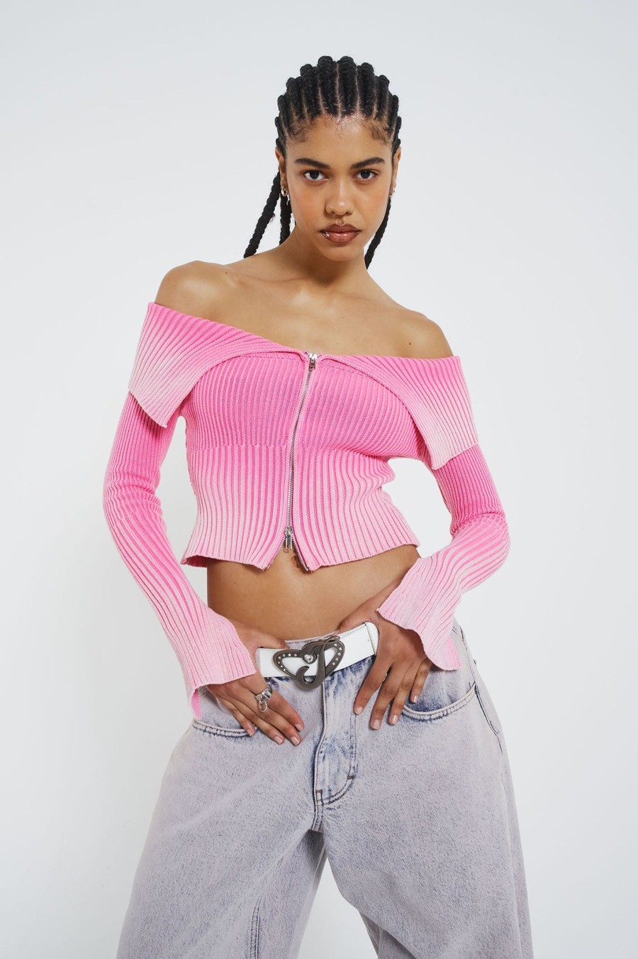 Women Jaded London Knitwear | Candy Pink Tribeca Knitted Top