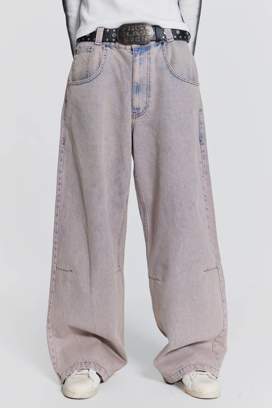 Women Jaded London Colossus Jeans | Pink Wash Acid Colossus Baggy Jeans