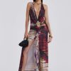 Women Jaded London Maxi Dresses | Cindy Plunge Maxi Dress In Red