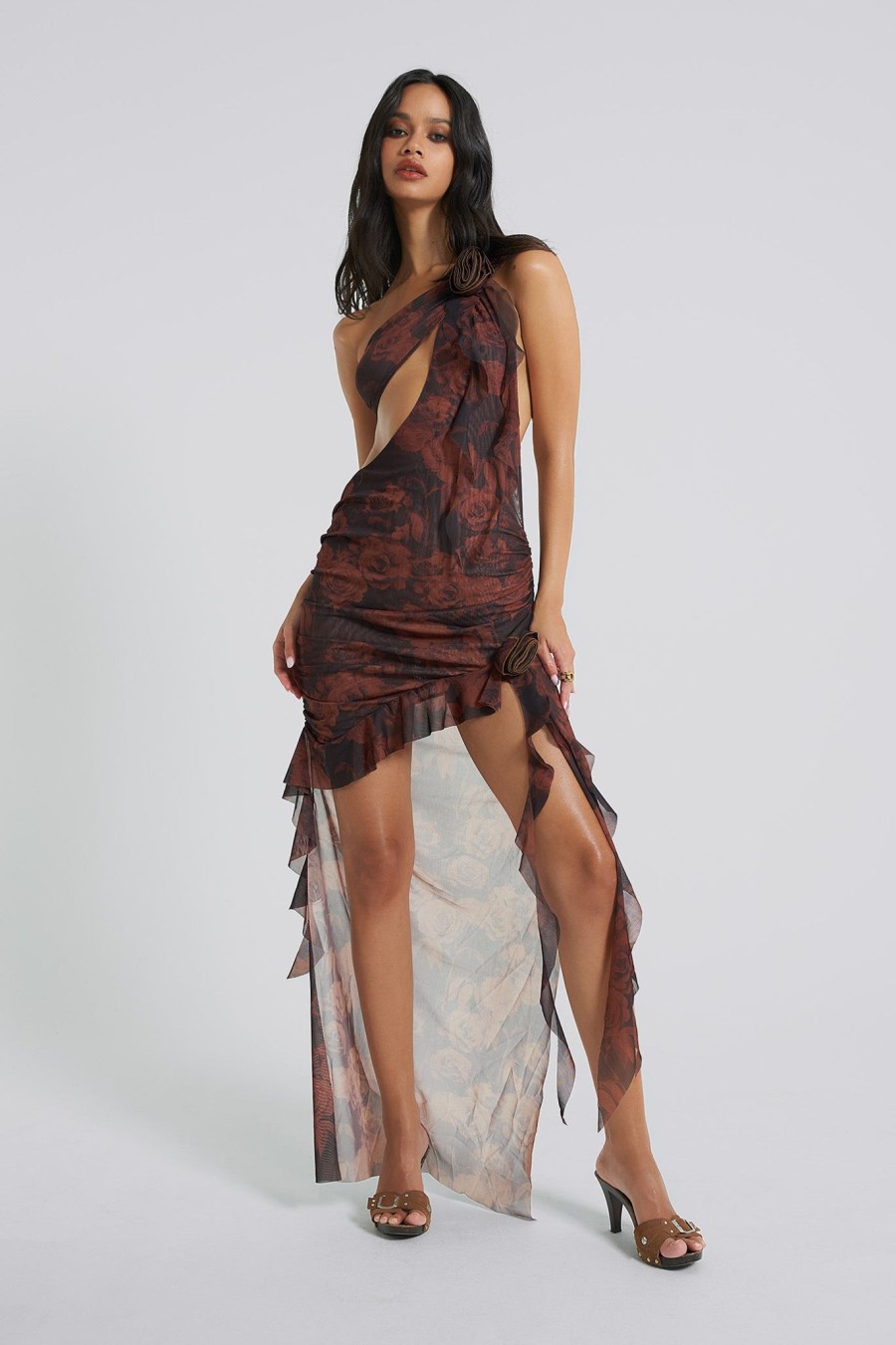 Women Jaded London Maxi Dresses | Athena One Shoulder Draped Maxi Dress