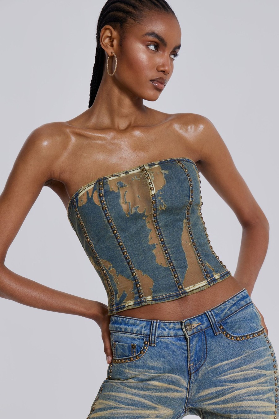 Women Jaded London Corsets | Vega Denim Corset Top