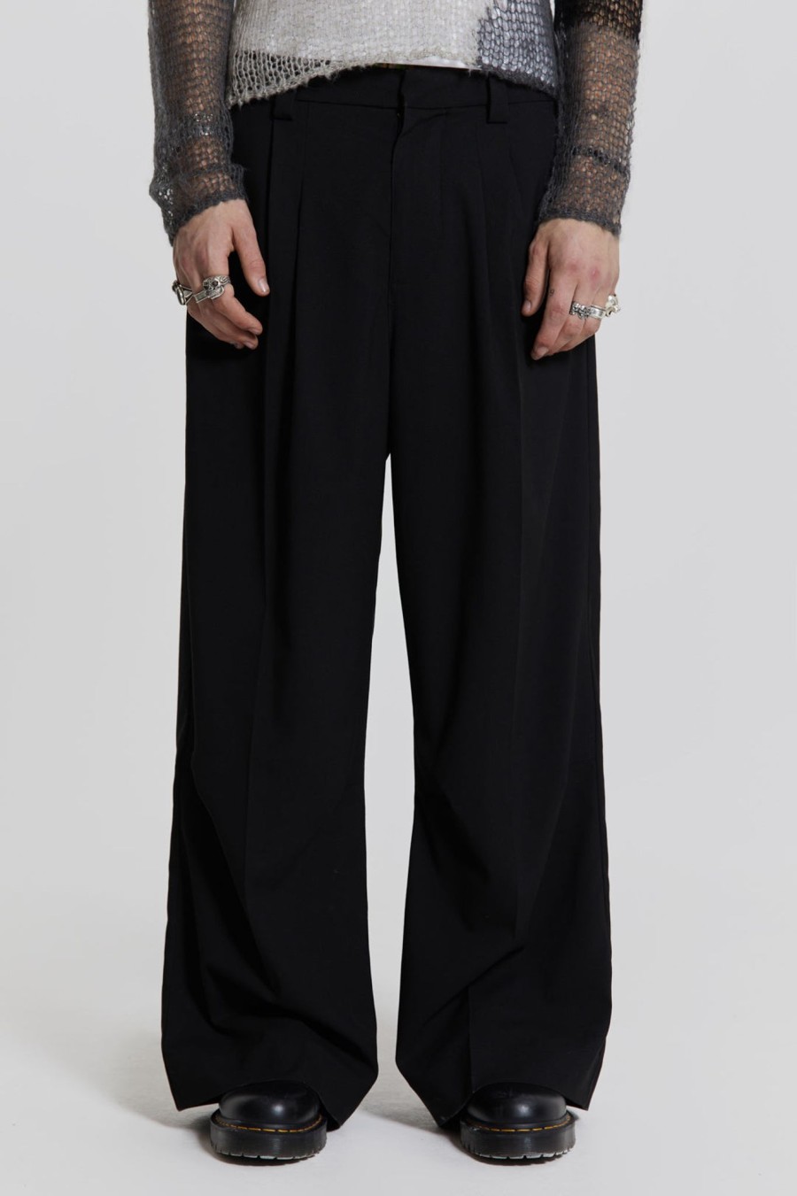 Men Jaded London Trousers & Pants | Goliath Black Suit Pants