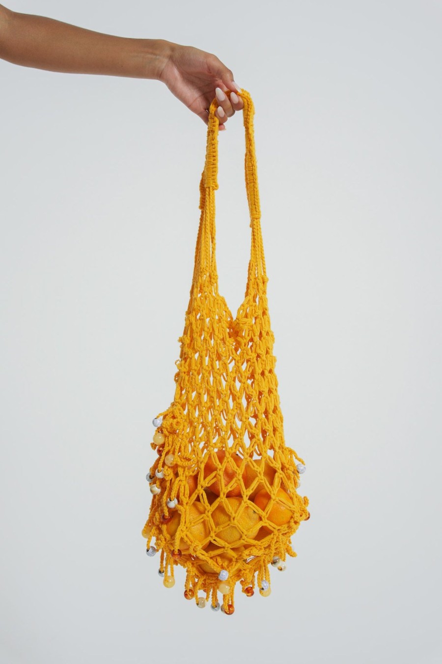 Women Jaded London Knitwear | Canary Knit Bag With Beaded Trim