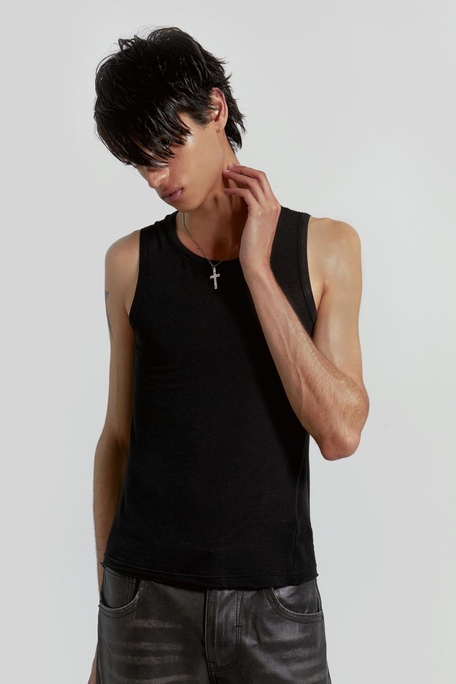 Men Jaded London Vests | Black Mist Vest