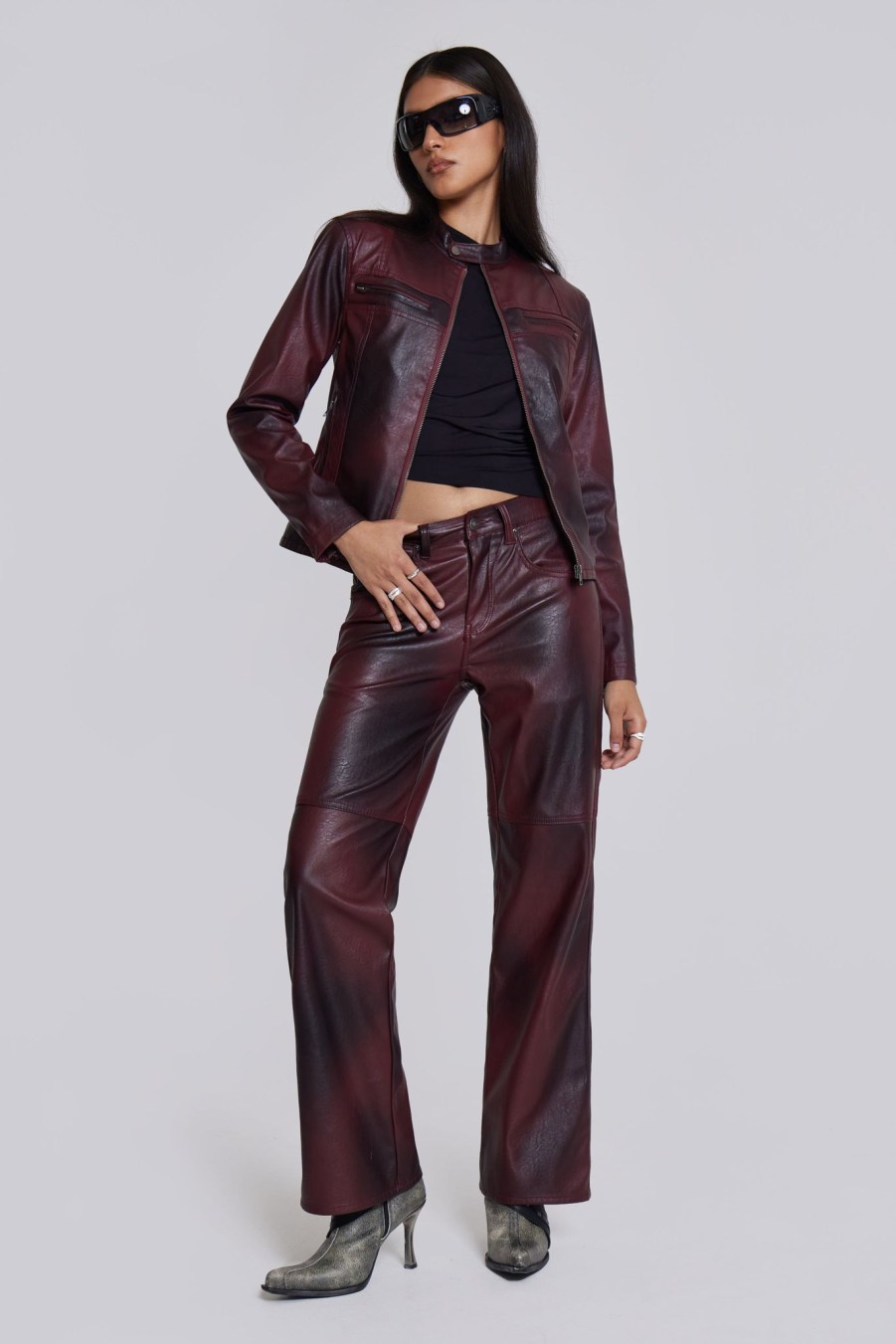 Women Jaded London | Oxblood Piston Jacket