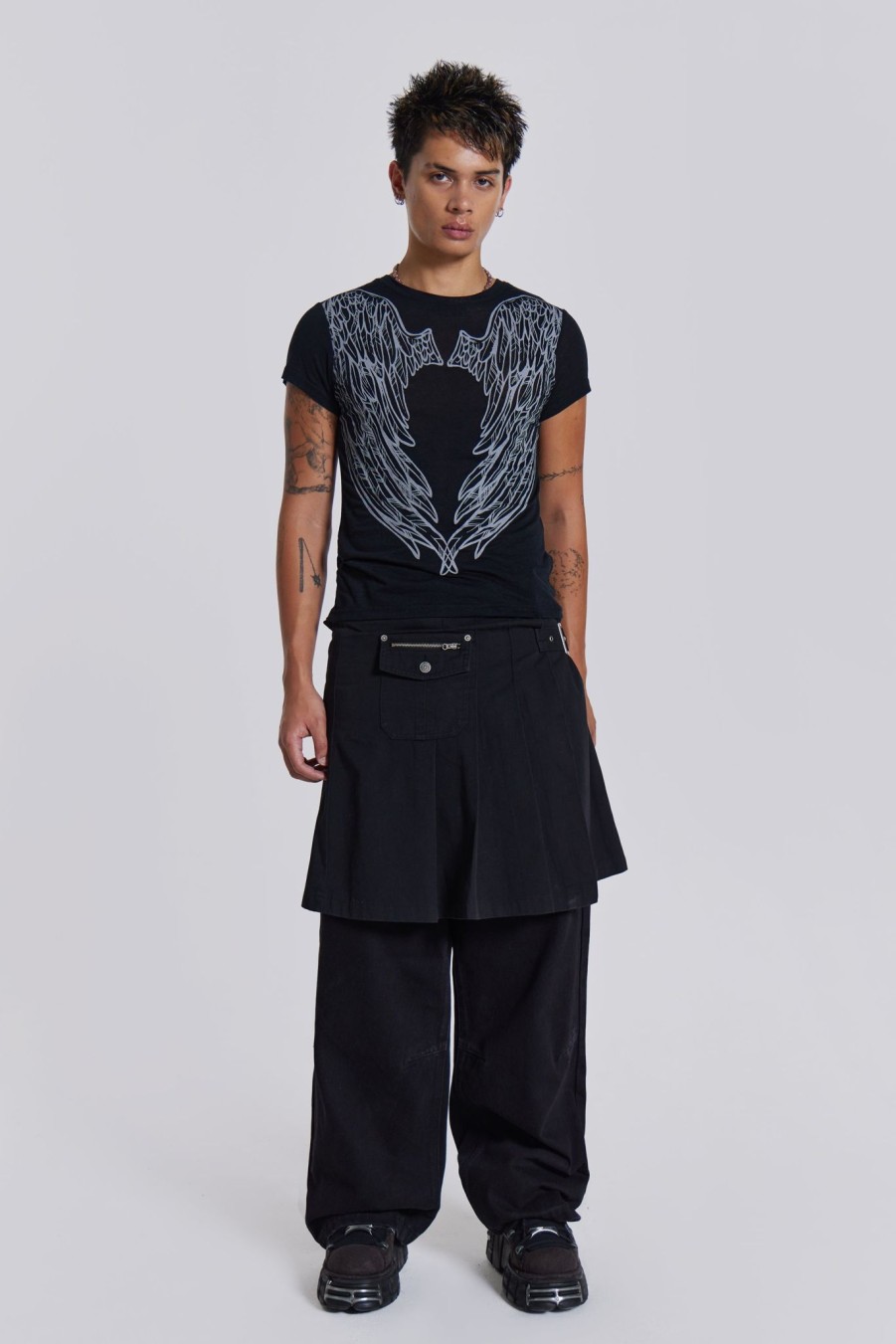 Men Jaded London Kilts | Black Anarcho Kilt