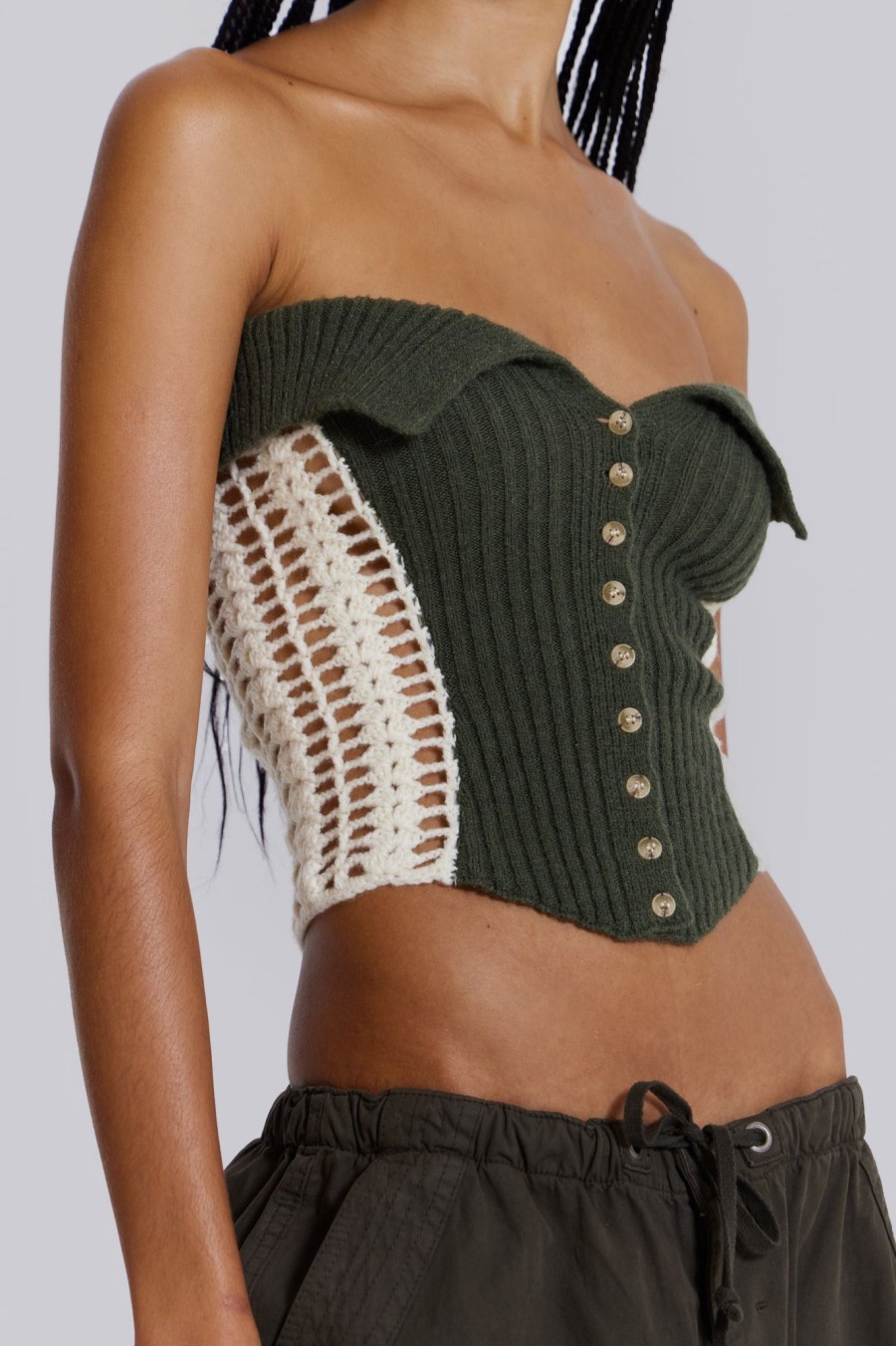 Women Jaded London Knitwear | Akio Knitted Corset Top