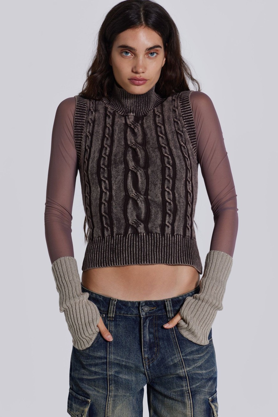 Women Jaded London Knitwear | Nixa Sleeveless Knit Top