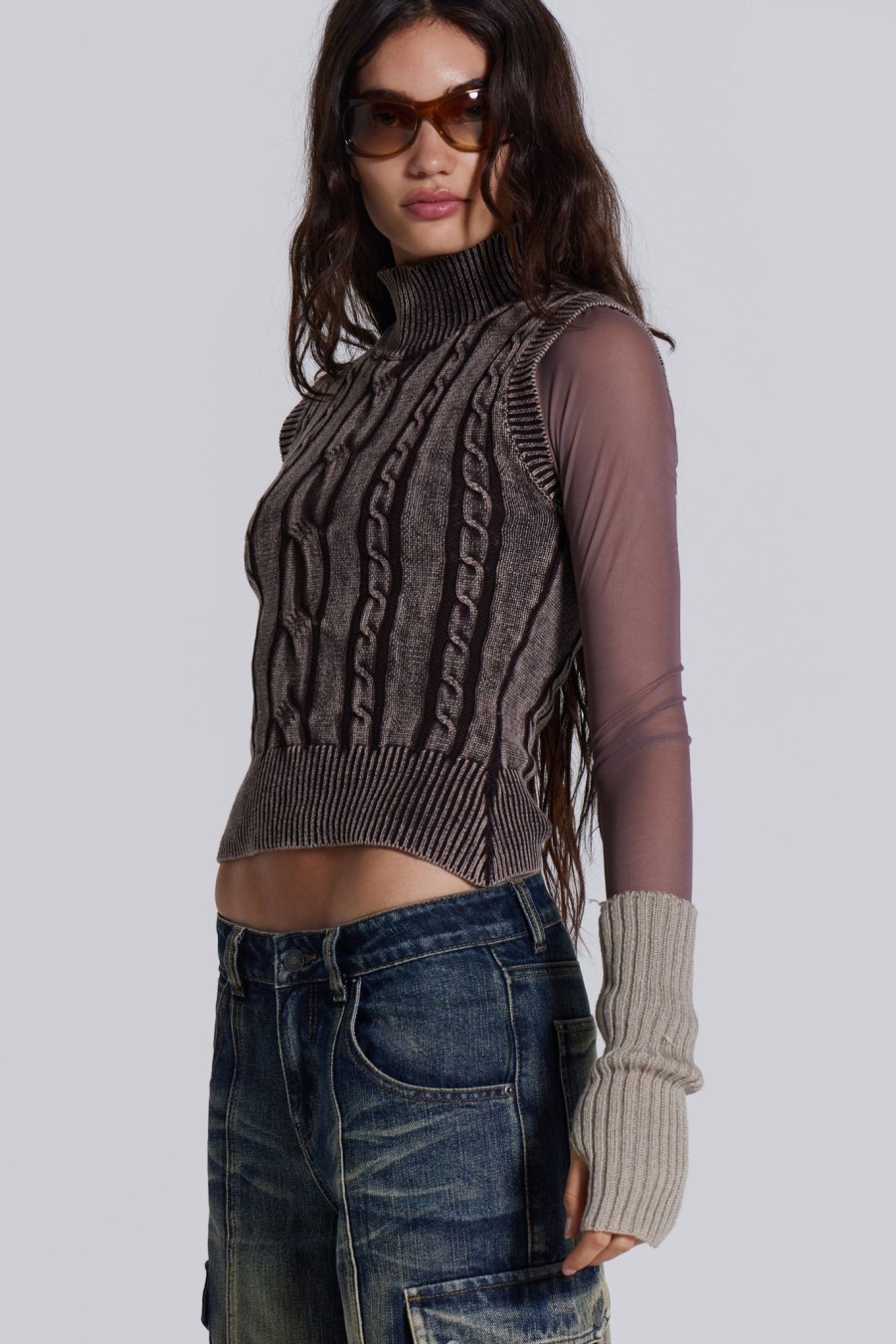 Women Jaded London Knitwear | Nixa Sleeveless Knit Top